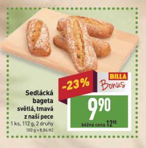 Billa Sedlácká bageta nabídka