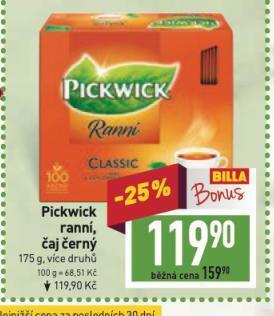 Billa Pickwick čaj nabídka