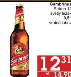 Jip Gambrinus patron 12 světlý ležák, 0,5 l nabídka