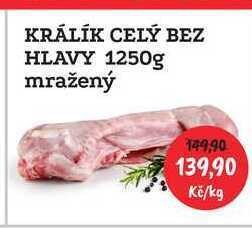 RABBIT řeznictví Králík celý bez hlavy 1250g mražený nabídka