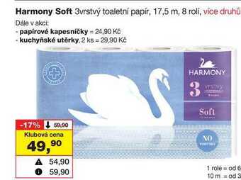 Barvy a laky drogerie Harmony soft 3vrstvý toaletní papír, 17,5 m, 8 rolí nabídka