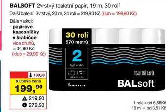 Barvy a laky drogerie Balsoft 2vrstvý toaletní papír, 19 m, 30 rolí nabídka