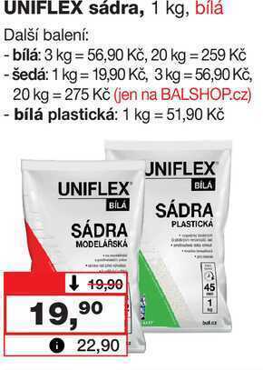 Barvy a laky drogerie Uniflex sádra, 1 kg, bílá nabídka