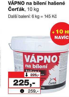 Barvy a laky drogerie Vápno na bílení hašené čerťák, 10 kg nabídka
