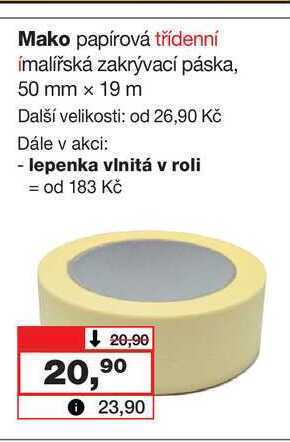 Barvy a laky drogerie Mako papírová třídenní ímalířská zakrývací páska, 50 mm x 19 mm nabídka