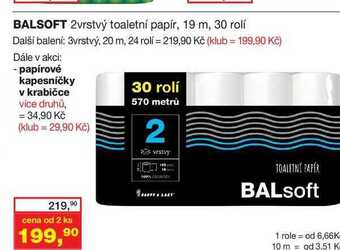 Ráj drogerie Balsoft 2vrstvý toaletní papír, 19 m, 30 rolí nabídka