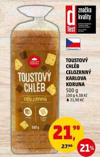Penny Market Toustový chléb celozrnný karlova koruna, 500 g nabídka