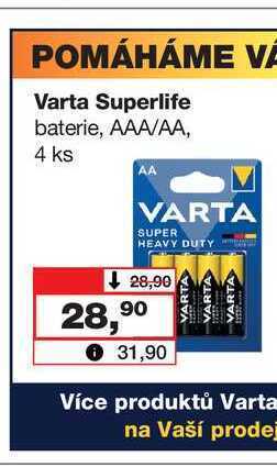 Barvy a laky drogerie Varta superlife baterie, aaa/aa, 4 ks nabídka