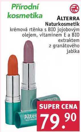 Rossmann Alterra naturkosmetik krémová rtěnka nabídka