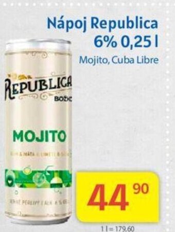 Kubík potraviny Nápoj Republica 6% 0,25L nabídka