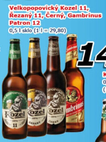 ESO MARKET Velkopopovický Kozel 11, Řezaný 11, Černý, Gambrinus Patron 12 nabídka