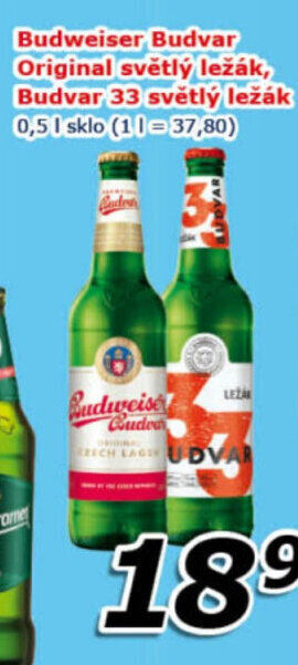 ESO MARKET Budweiser Budvar Original světlý ležák, Budvar 33 světlý ležák nabídka