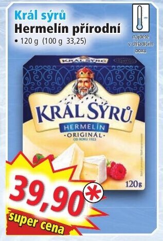 Norma Král sýrů Hermelín přírodní nabídka