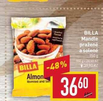Billa Billa mandle pražené a solené 150 g nabídka