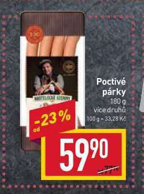 Billa Poctivé párky 180 g nabídka