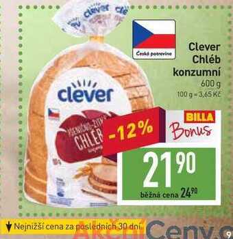 Billa Clever chléb konzumní 600 g nabídka
