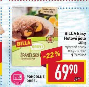 Billa Billa easy hotové jídlo 450 g nabídka