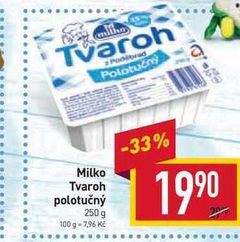 Billa Milko tvaroh polotučný 250 g nabídka