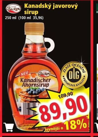 Norma Kanadský javorový sirup nabídka