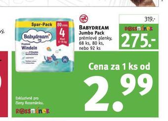 Rossmann Babydream jumbo pack premiové plenky nabídka