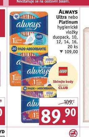Rossmann Always dámské vložky nabídka