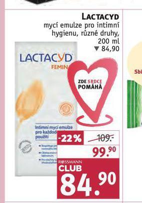 Rossmann Lactacyd intimní mycí emulze nabídka