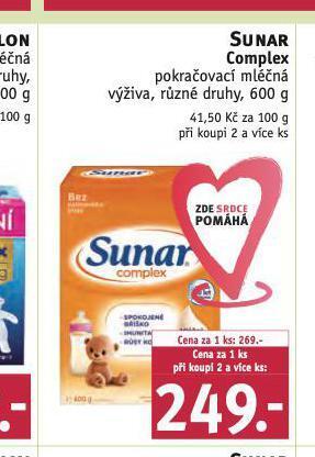 Rossmann Sunar complex pokračovací mléčná výživa nabídka