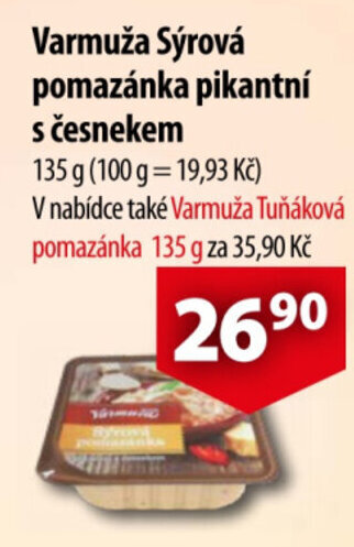 CBA Varmuža Sýrová pomazánka pikantní s česnekem nabídka