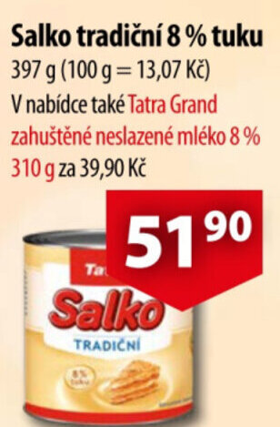 CBA Salko tradiční 8% tuku nabídka
