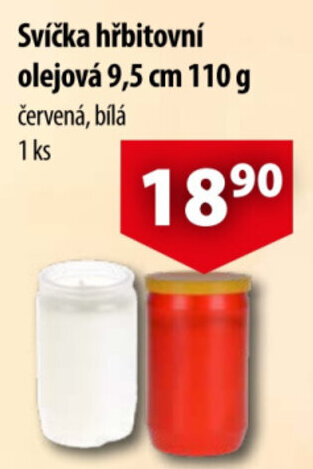 CBA Svíčka hřbitovní olejová 9,5 cm 110 g nabídka