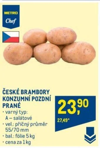 Makro ČESKÉ BRAMBORY KONZUMNÍ POZDNÍ PRANÉ nabídka