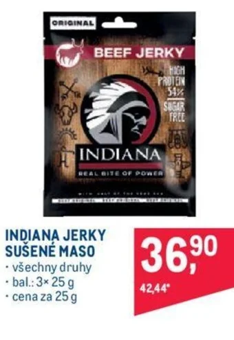 Makro INDIANA JERKY SUŠENÉ MASO nabídka