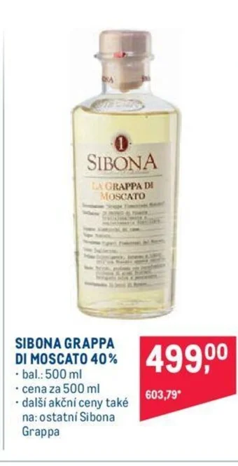 Makro SIBONA GRAPPA DI MOSCATO 40% nabídka