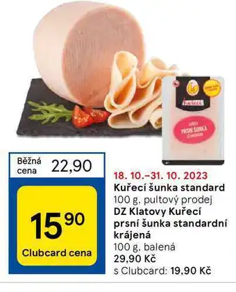 Tesco Kuřecí šunka standard 100 g nabídka