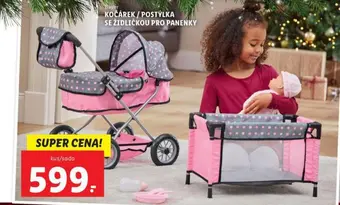 Lidl Kočárek / postýlka se židličkou pro panenky nabídka