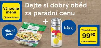 Tesco Výhodné menu (hlavní jídlo + nápoj) nabídka