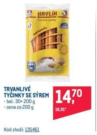 Makro TRVANLIVÉ TYČINKY SE SÝREM nabídka