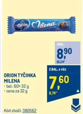 Makro ORION TYČINKA MILENA nabídka