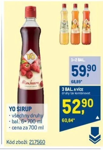 Makro YO SIRUP nabídka