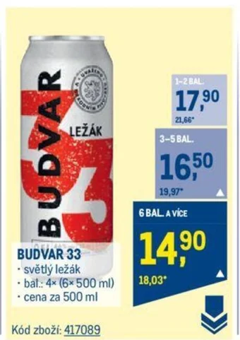 Makro BUDVAR 33 nabídka