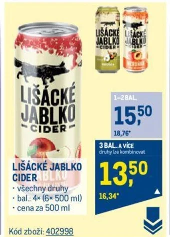 Makro LIŠÁCKÉ JABLKO CIDER nabídka
