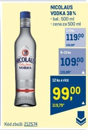 Makro NICOLAUS VODKA 38% nabídka