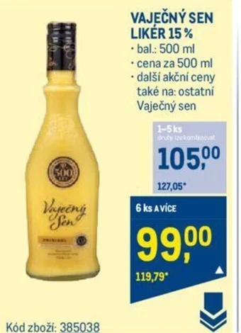 Makro VAJEČNÝ SEN LIKER 15% nabídka