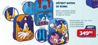 Sparkys DĚTSKÝ BATOH 3D SONIC nabídka