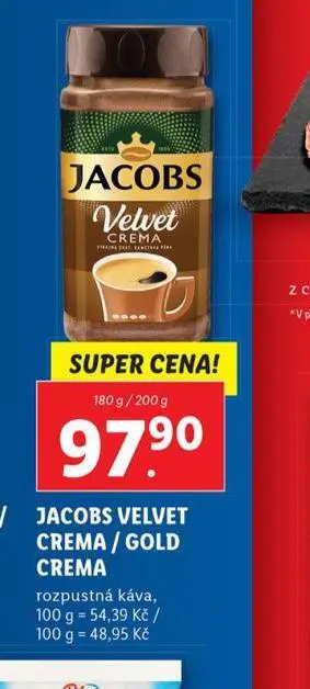 Lidl Jacobs velvet crema / gold crema nabídka