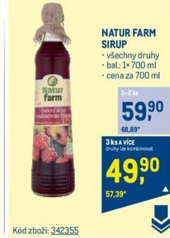 Makro NATUR FARM SIRUP nabídka