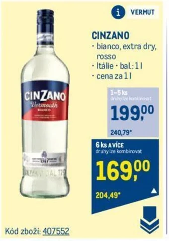 Makro CINZANO nabídka