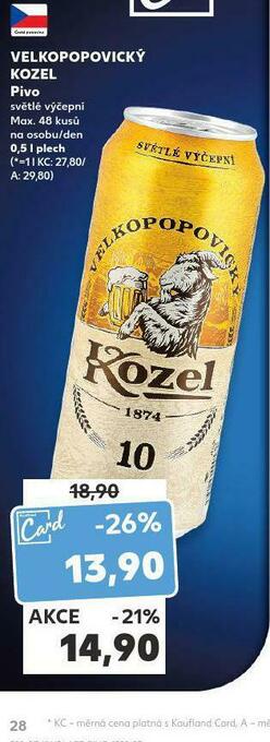Kaufland Pivo velkopopovický kozel 10 nabídka