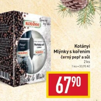 Billa Kotányi Mlýnky s kořením černý pepř a sůl nabídka