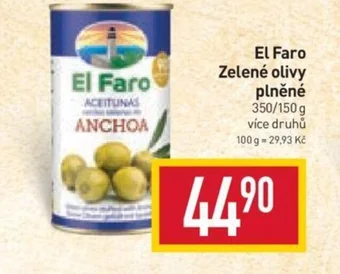 Billa El Faro Zelené olivy plněné nabídka